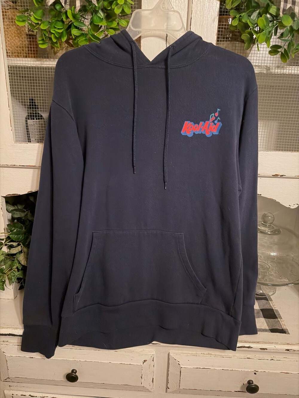 Mad Engine Kool-Aid Retro Jammers Hoodie Size M Navy Blue Fleece Sweatshirt